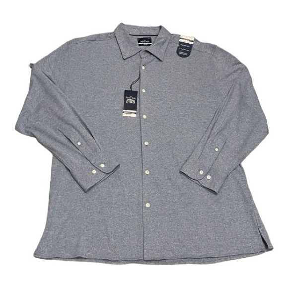 New Savile Row Slim Fit Comfort Knit Melange Grey Dress Shirt Size 18-34/35 - Picture 1 of 4